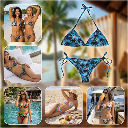 Coconut Tree Bikini Set for Women, Two Piece Swimsuit, Tropical Palm Beachwear | Azhawaiian