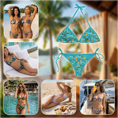 Funny Beer Bikini Set for Women, Two Piece Swimsuit, Beer Lover Beachwear | Azhawaiian