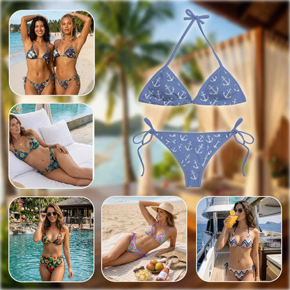 Boat Anchor Bikini Set for Women, Two Piece Swimsuit, Nautical Beachwear | Azhawaiian