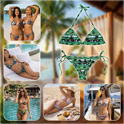 Blue Bull Bikini Set for Women, Two Piece Swimsuit, Tropical Bull Beachwear | Azhawaiian