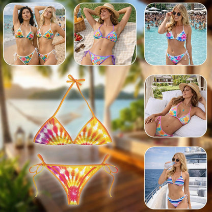 Tie Dye Bikini Set for Women, Two Piece Swimsuit, Colorful Tie Dye Print Beachwear | Azhawaiian