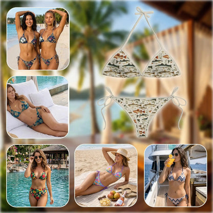 Fish Pattern Bikini Set for Women, Two Piece Swimsuit, Fishing Beachwear | Azhawaiian