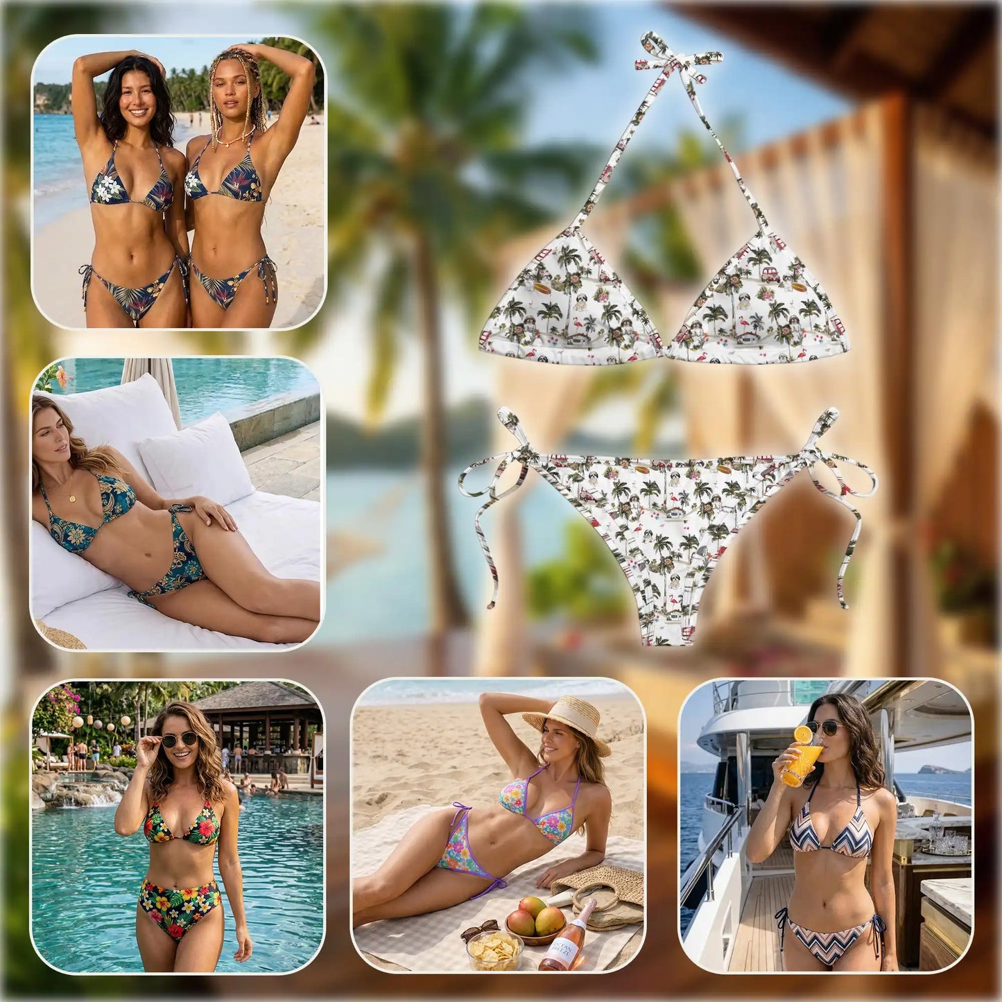 Shih Tzu Bikini Set for Women, Two Piece Swimsuit, Tropical Dog Beachwear | Azhawaiian