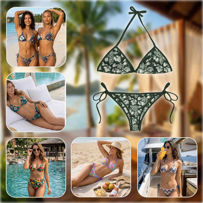Grape Bikini Set for Women, Two Piece Swimsuit, Botanical Fruit Beachwear | Azhawaiian