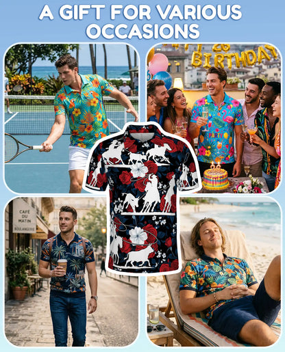 Cowboy Rodeo Bull Riding Polo Shirt for Men, Western Style | Azhawaiian