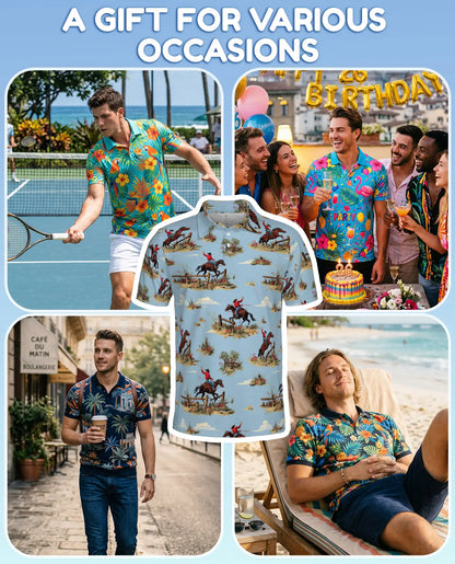 Rodeo Cowboy Polo Shirt for Men, Western Ranch Style | Azhawaiian