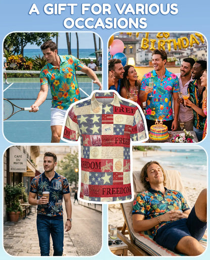 Independence Day Patriotic Polo Shirt for Men | Azhawaiian