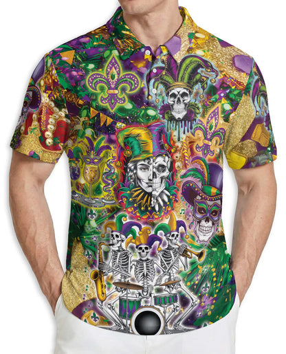 Mardi Gras Skull Jester Hawaiian Polo Shirt | Azhawaiian