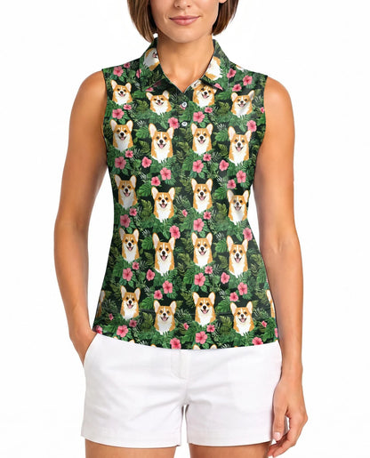 Corgi Love Flower Beach Shirt for Women