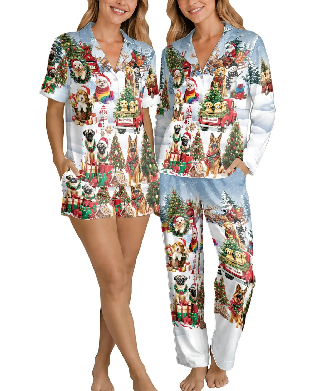 Christmas Dog Pajama Set for Women – Cute Puppy Holiday Print