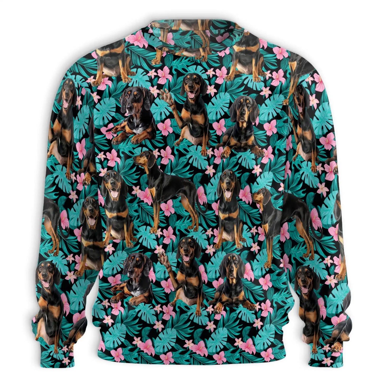 Black and Tan Coonhound Tropical Sweatshirt – Tropical 3D All Over Print Design