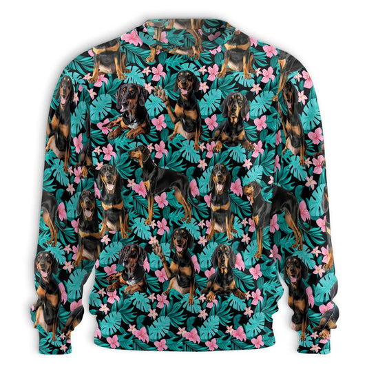 Black and Tan Coonhound Tropical Sweatshirt – Tropical 3D All Over Print Design