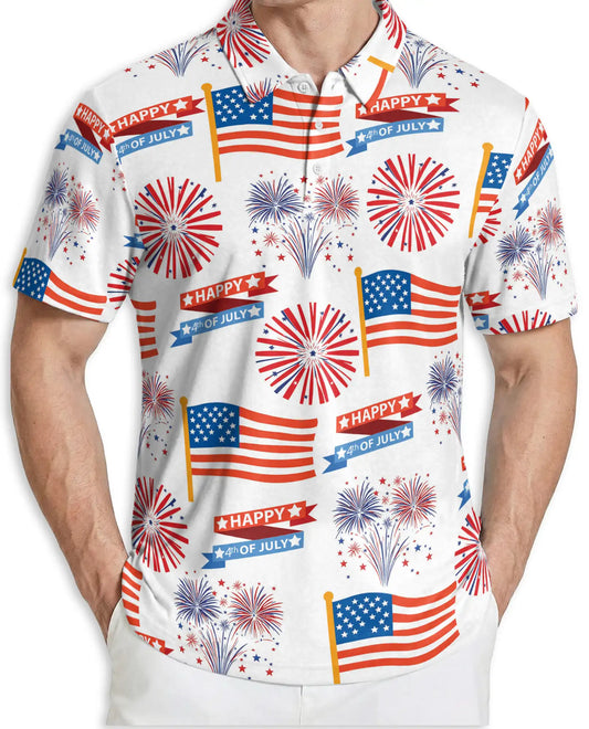 4th of July Fireworks Polo Shirt | Azhawaiian