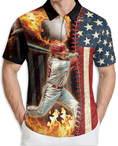 Baseball USA Flag Polo Shirt | Azhawaiian