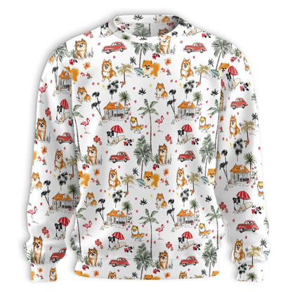 Pomeranian Beach Sweatshirt – Tropical 3D All Over Print Design
