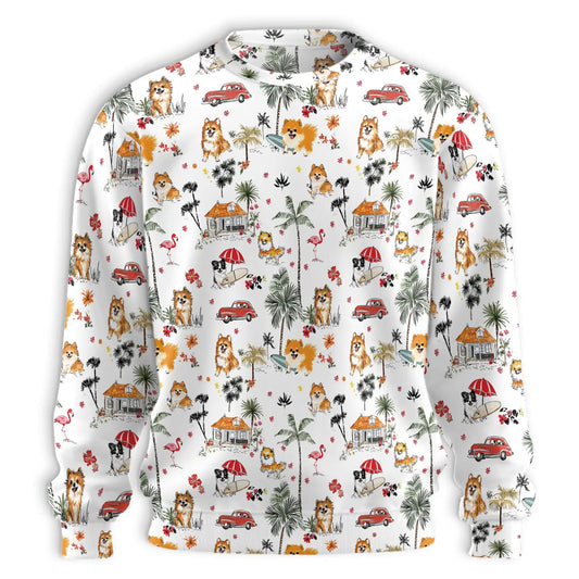 Pomeranian Beach Sweatshirt – Tropical 3D All Over Print Design