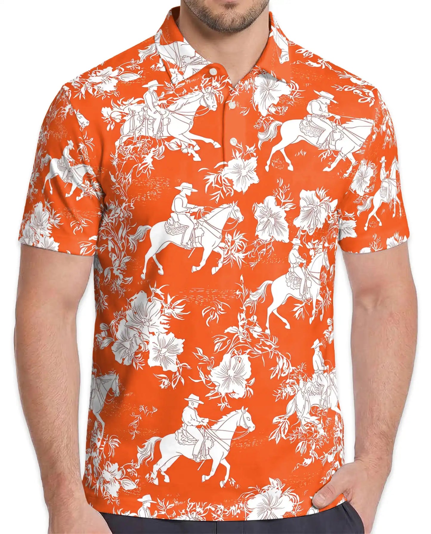 Cowboy Horse Hawaiian 3D Polo Shirt | Azhawaiian