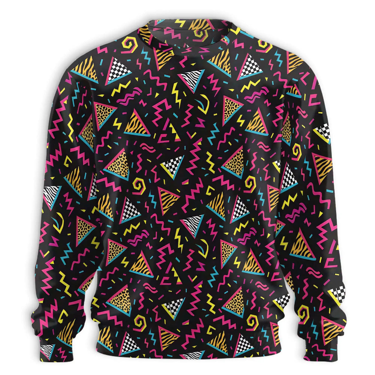 Retro 80s 90s Geometric Pattern Sweatshirt – Vintage 3D All Over Print Design