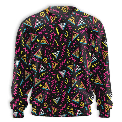 Retro 80s 90s Geometric Pattern Sweatshirt – Vintage 3D All Over Print Design