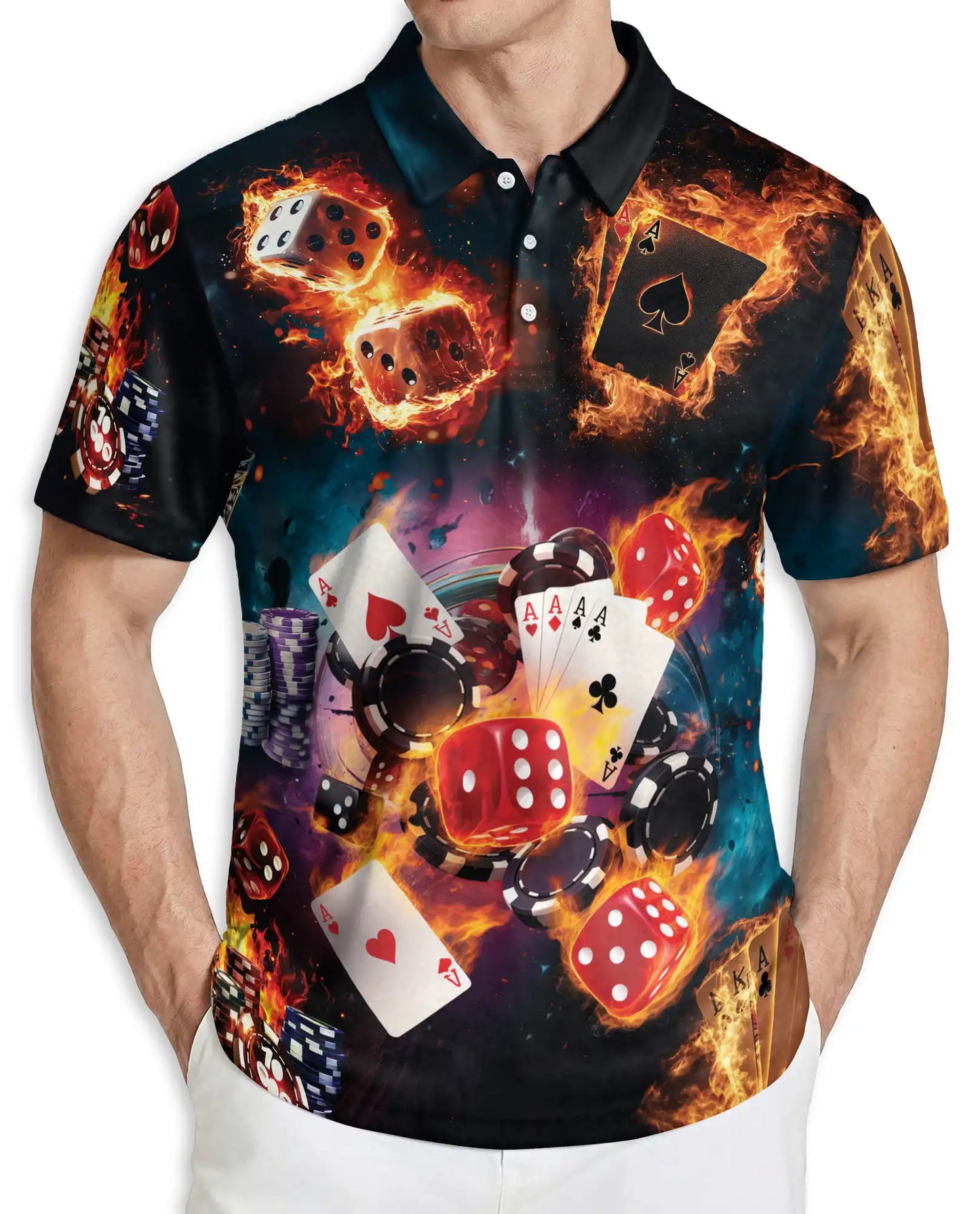 Casino Poker Polo Shirt, Dice & Cards Style | Azhawaiian