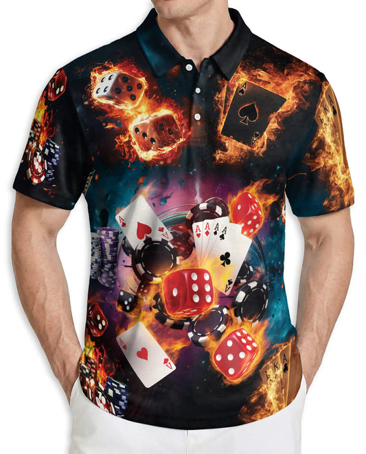 Casino Poker Polo Shirt, Dice & Cards Style