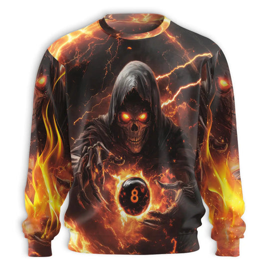 Grim Reaper Fire Sweatshirt – Colorful Graphic 3D All Over Print Design