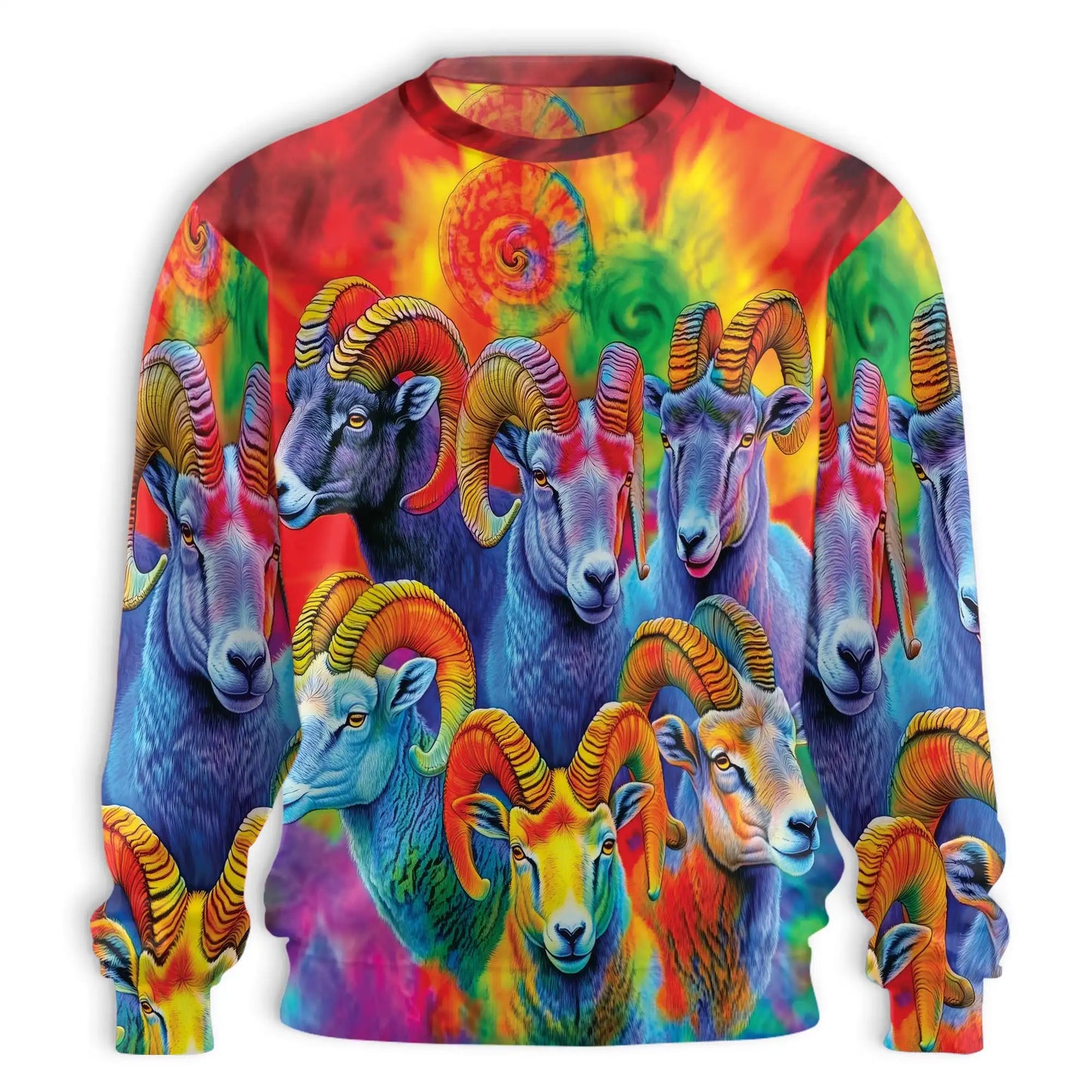Colorful Bighorn Sheep Sweatshirt – Colorful Graphic 3D All Over Print Design