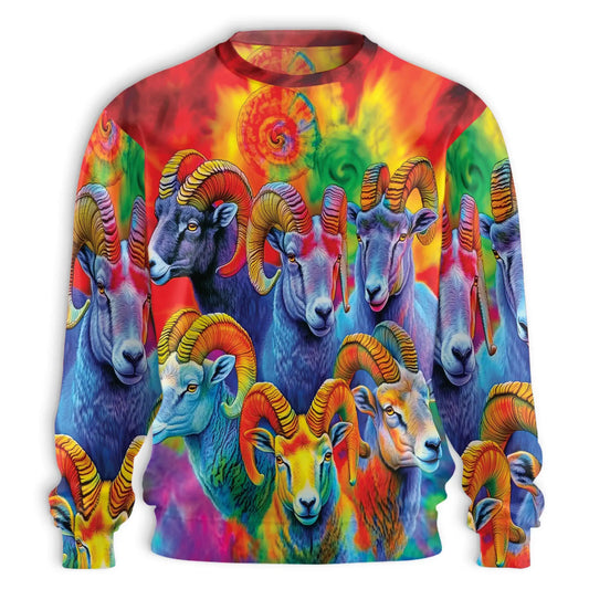 Colorful Bighorn Sheep Sweatshirt – Colorful Graphic 3D All Over Print Design