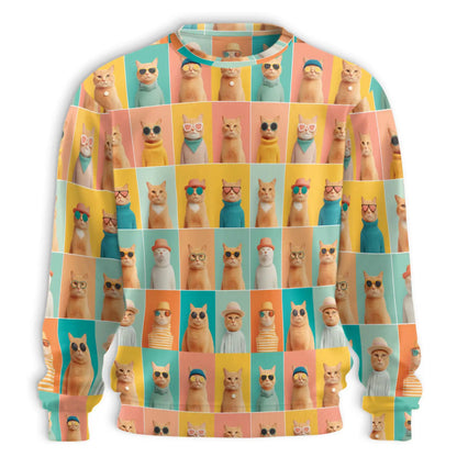 Colorful Cat Pattern Sweatshirt – Colorful Graphic 3D All Over Print Design