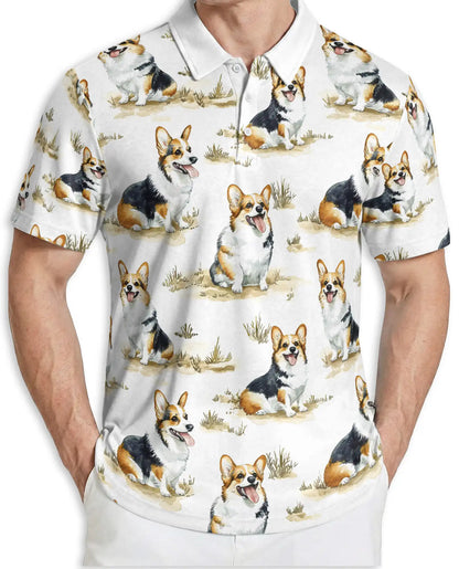 Cute Corgi Hawaiian Polo Shirt | Azhawaiian