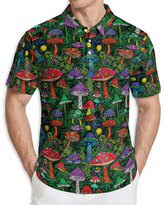 Psychedelic Mushroom 3D Polo Shirt for Men | Azhawaiian
