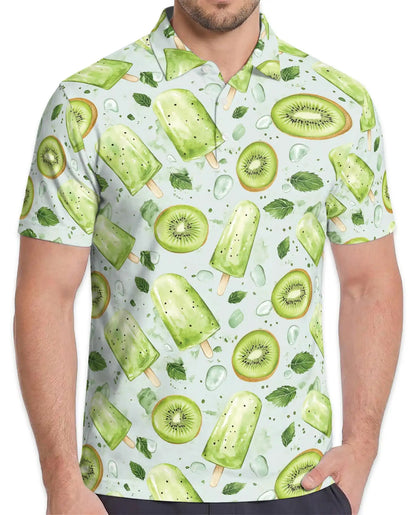 Kiwi Popsicle Polo Shirt for Men, Fresh Summer Style | Azhawaiian