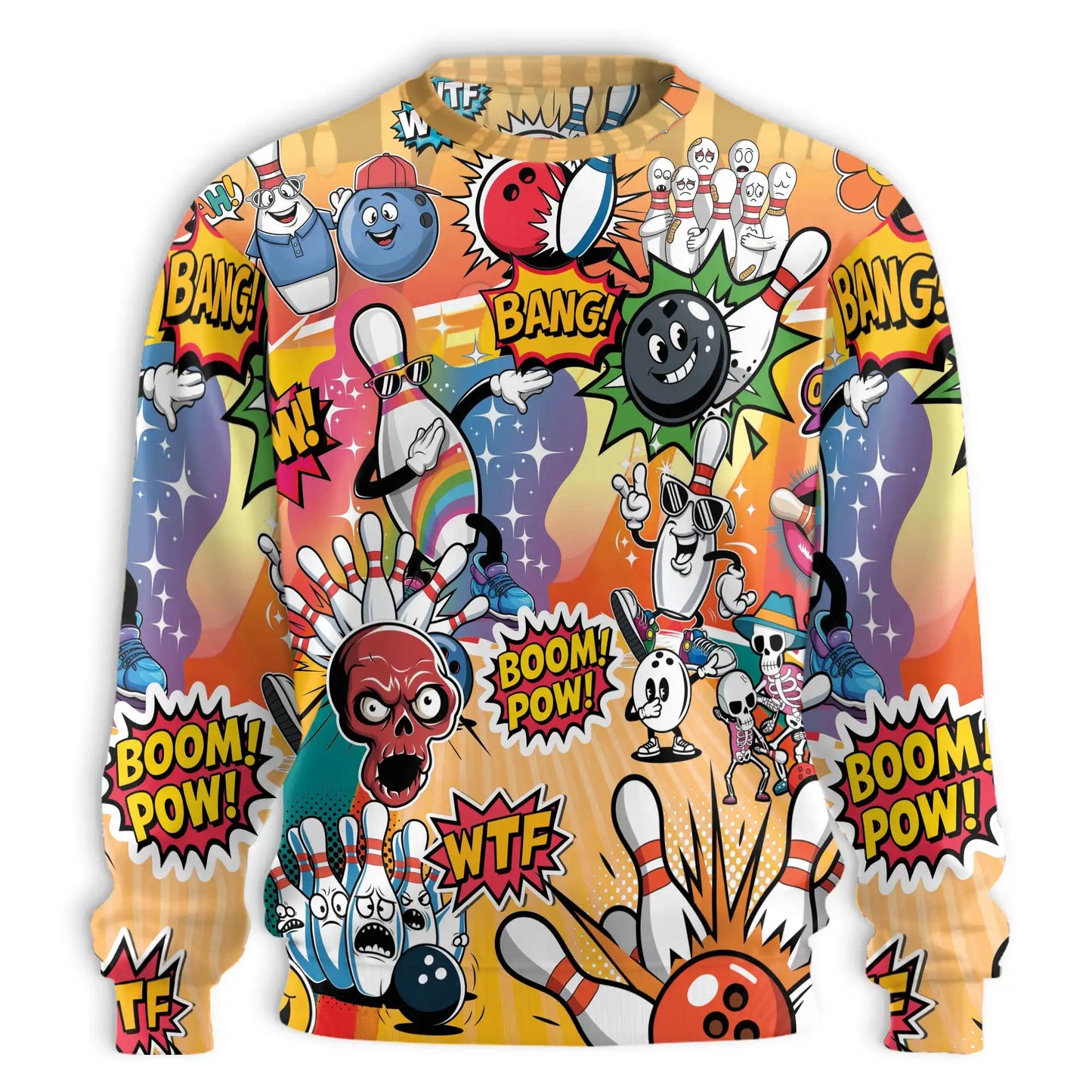 Funny Bowling Sweatshirt – Colorful Graphic 3D All Over Print Design