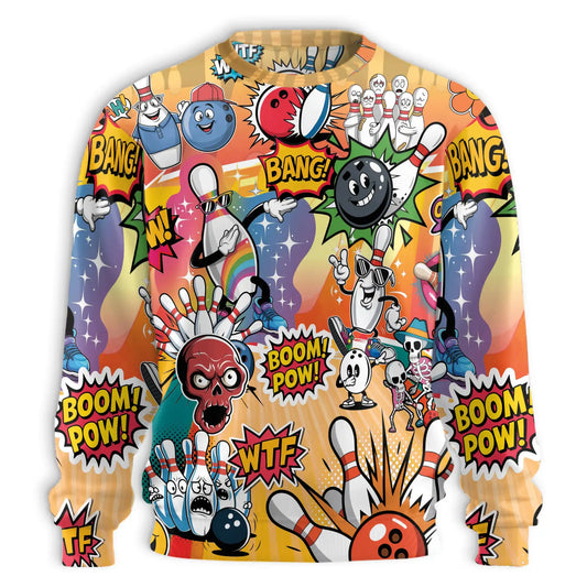 Funny Bowling Sweatshirt – Colorful Graphic 3D All Over Print Design