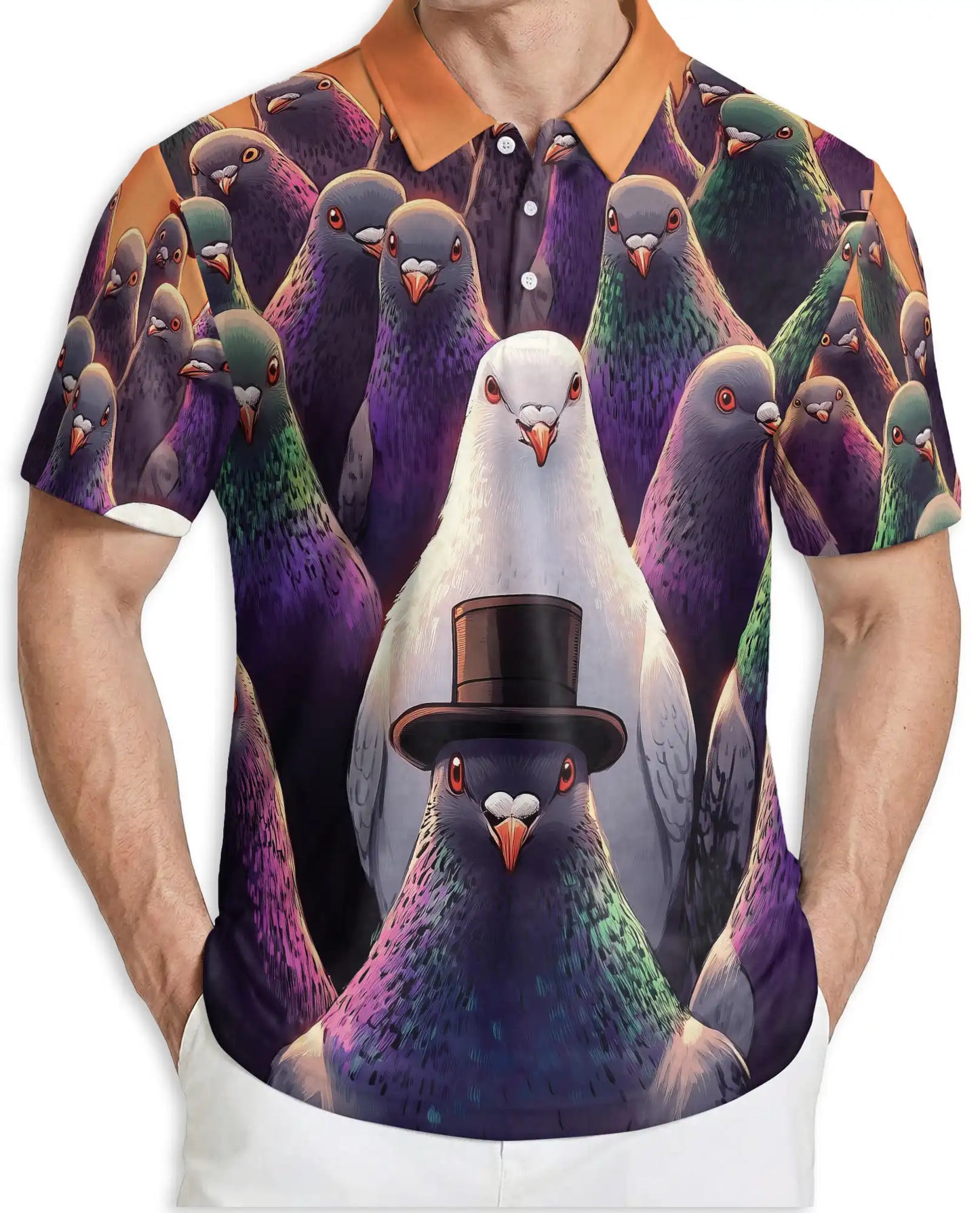 Funny Pigeon 3D Polo Shirt for Men, Cool Bird Humor Streetwear Style | Azhawaiian