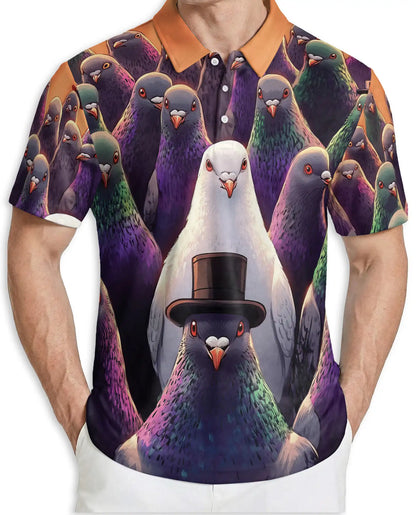 Funny Pigeon 3D Polo Shirt for Men, Cool Bird Humor Streetwear Style | Azhawaiian