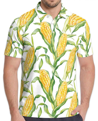 Corn Polo Shirt - Sweet Corn Farm Harvest Botanical Design | Azhawaiian