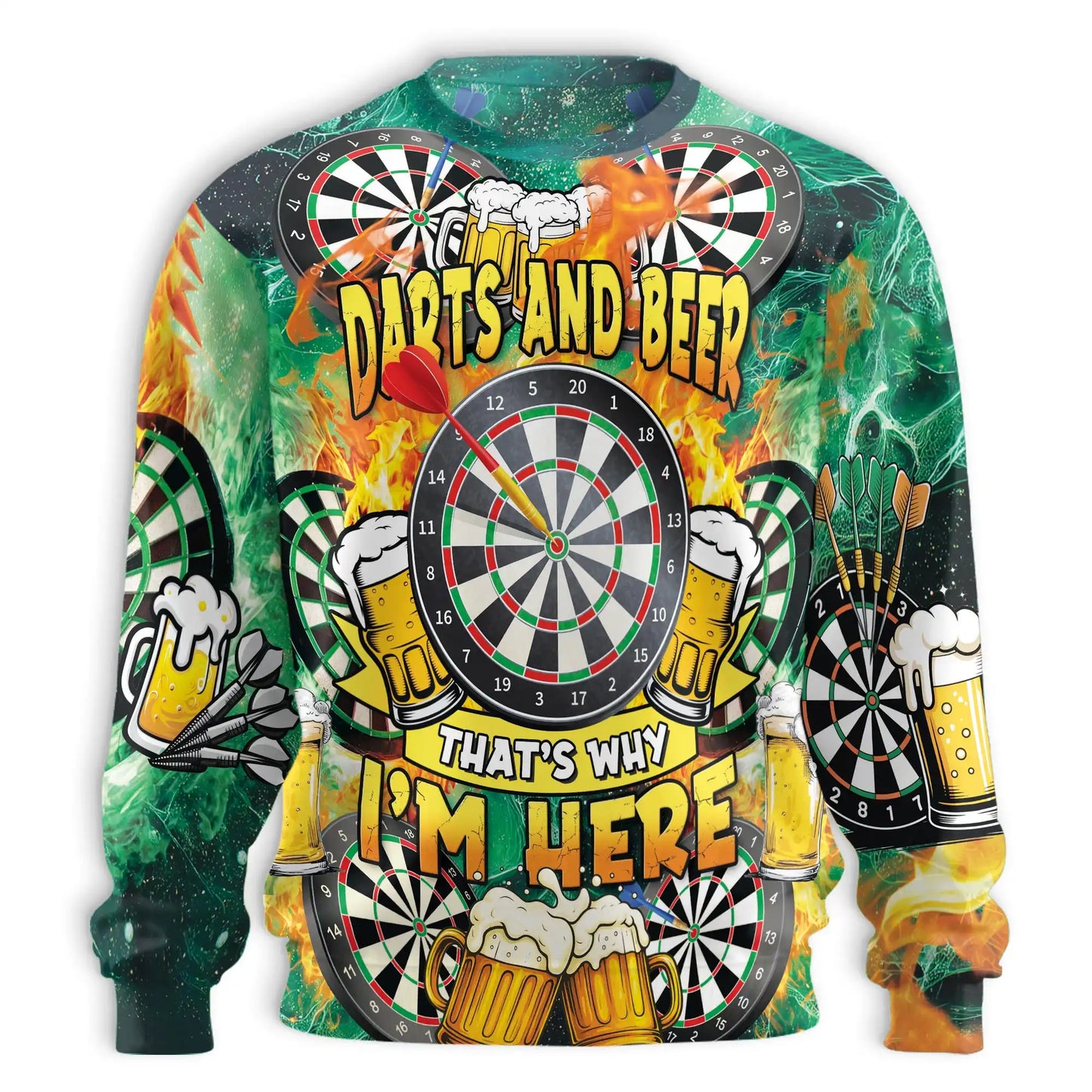 Darts and Beer Sweatshirt – Colorful Graphic 3D All Over Print Design
