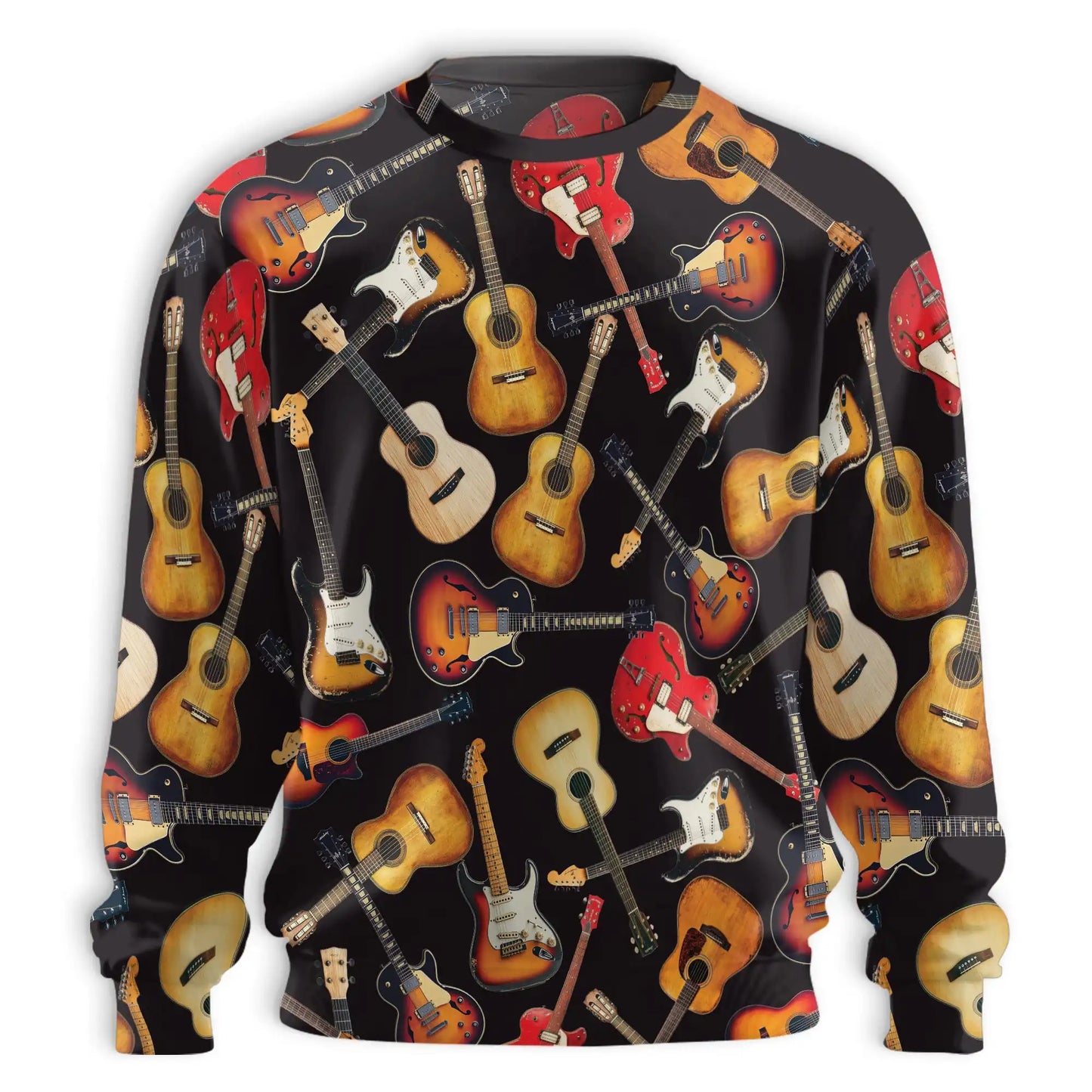 Guitar Pattern Sweatshirt – Colorful Graphic 3D All Over Print Design