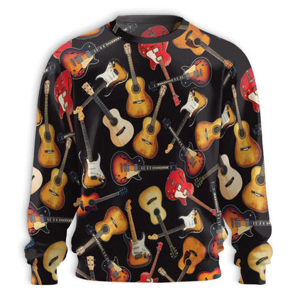 Guitar Pattern Sweatshirt – Colorful Graphic 3D All Over Print Design