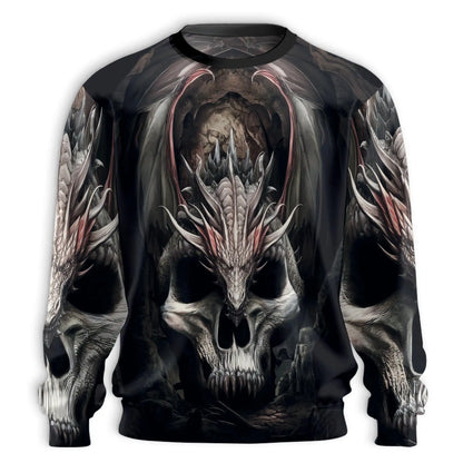 Gothic Dragon Skull Sweatshirt – Colorful Graphic 3D All Over Print Design