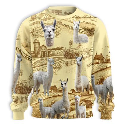 Vintage Countryside Farm Llama Sweatshirt – Vintage 3D All Over Print Design