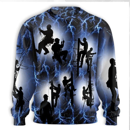 Electric Lineman Sweatshirt – Colorful Graphic 3D All Over Print Design