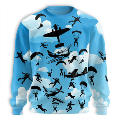 Skydiver Sweatshirt – Colorful Graphic 3D All Over Print Design