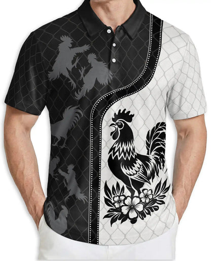 Rooster Polo Shirt, Farmhouse Chicken Art Print | Azhawaiian