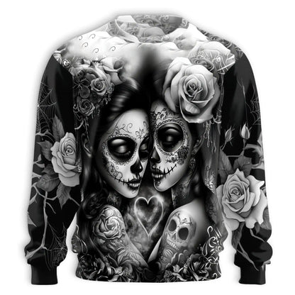 Lesbian Skull Couple Sweatshirt – Colorful Graphic 3D All Over Print Design