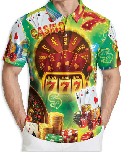 Casino Polo Shirt, Lucky Jackpot Gaming Print | Azhawaiian