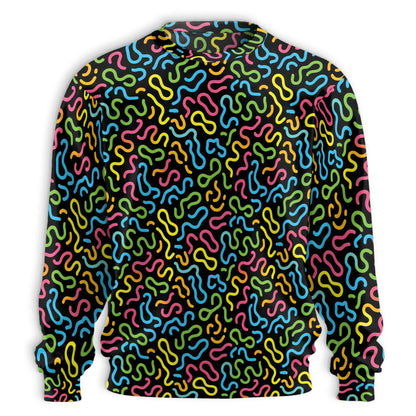 Neon Scribble Art Sweatshirt – Colorful Graphic 3D All Over Print Design
