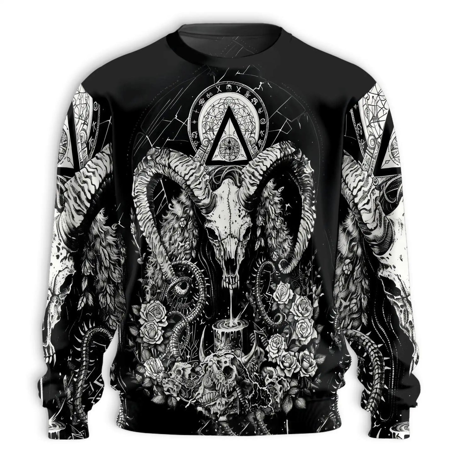 Occult Goat Skull Graphic Sweatshirt – Colorful Graphic 3D All Over Print Design