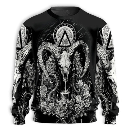 Occult Goat Skull Graphic Sweatshirt – Colorful Graphic 3D All Over Print Design